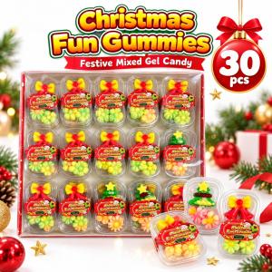 【COD】30pcs Christmas Fun Gummies Soft Candy Cute Tree Bell Shape Snack Sweet Candy Individually packaged wholesale