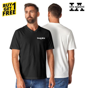 IDLE APPAREL- BUY 1 TAKE 1  (TSV) 1.0 WITH LOGO V-NECK T-SHIRT  FOR MEN - Mens vneck t-shirt / mens shirt / v neck t shirt / plain v-neck shirt / plain v neck t-shirt / fitted shirt / v neck tee shirt / plain v neck tees / classic v-neck shirt