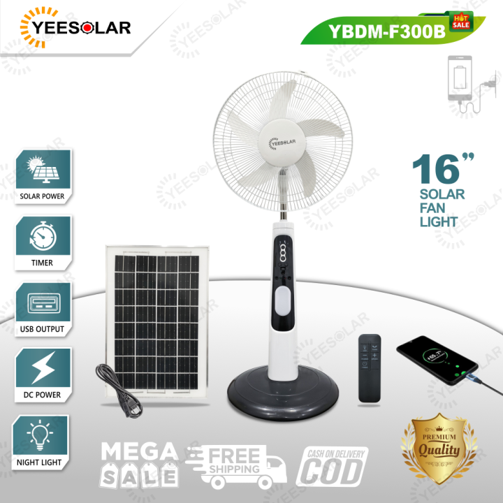 YEELITE 2025 16 Inches 12V DC Solar Fan Solar Powered AC DC ...