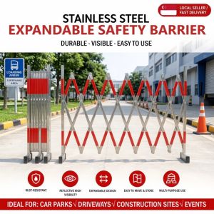 Folding Expandable Safety Barricade - Mobile Construction Fence for Mall & Site Security
