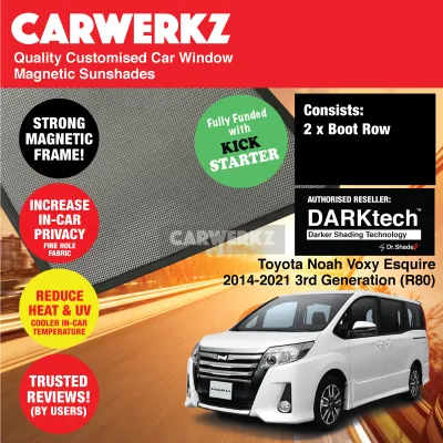 CERTIFIED ORIGINAL Dr Shadez DARKtech Toyota Noah Voxy Esquire 2014-2021 3rd Generation (R80) Japan Hybrid MPV Customised Window Magnetic Sunshades