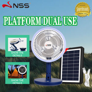 NSS Foldable 8" Mini Electric Fan Usb Charging Three-Speed Rechargeable Folding Fan With Solar Panel With Led Light NS-F828