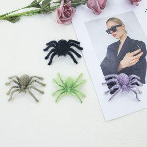JOMEY Funny Halloween Plush Spider Cartoon 3D Flocking Black Spider Spider Model Realistic Artificial Spider Party Prop