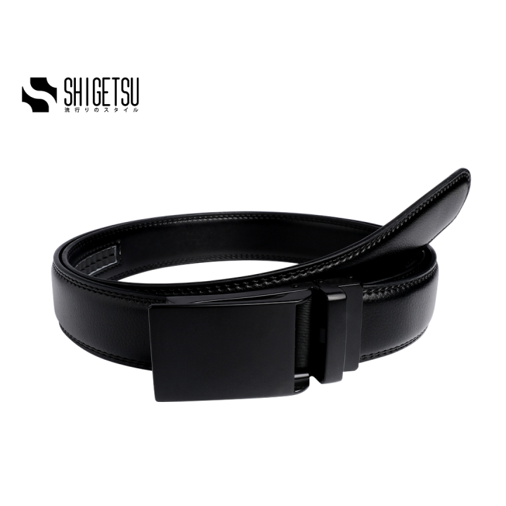 Shigetsu OSAKA Leather Belt for Men Easy To Wear Holeless Belt