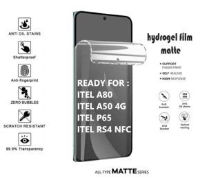 ITEL A80 P65 A50 4G RS4 NFC A70 S23 S23+ ANTI GORES HYDROGEL MATTE DOFF ANTI MINYAK PLASTIK ANTI GORES PELINDUNG LAYAR