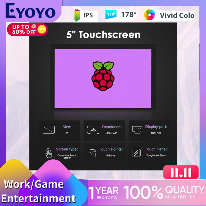 Raspberry Pi Touchscreen Monitor, 5 Inch Portable IPS USB Monitor ...