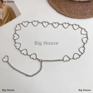 [COD] Big House เข็มขัดคาดเอว100ซม. สำหรับผู้หญิงสไตล์ฮิปฮอปแฟชั่นเข็มขัดรัดเอวสุดอินเทรนด์พร้อมโซ่แห่งความรักหัวใจ