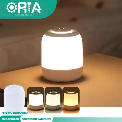 ORIA Touch Bedside Table Lamp Modern Small Night Light Rechargeable Dimmable LED Lamp with 3 Color Temperature Soft Warm Light Portable Mood Light for Living Room Bedroom Camp