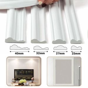GTRBFDS TPE Wall Decorative Strips Flexible Self-adhesive Border Strip Durable European-style TV Background Wall Lines for Walls Floors Cabinets