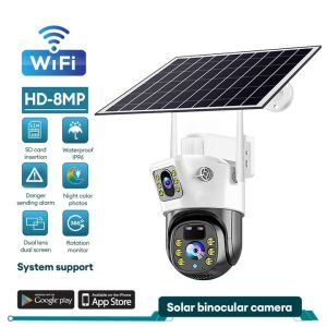 BOO V380 Cctv Camera 4G/Wifi 8MP Sim Card Solar CCTV Camera Outdoor Wireless Cctv 360 Panorama 1080P Ultra HD Infrared Night Vision Monitor Low Power WIFI PIR IP Security Camera Waterproof PTZ Outdoor Camera