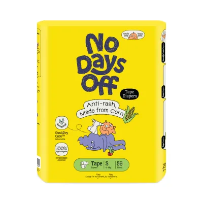 [CARTON OF 4] No Days Off Tape Diapers 🌽 Anti-Rash Made from Corn