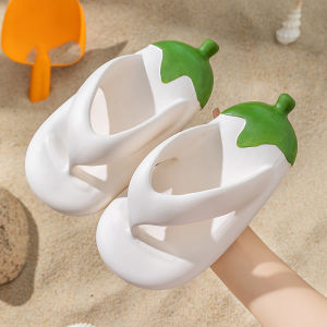 [Free Shipping] Candy-Colored Eggplant Flip-Flops For Women Casual And Cute With Soft Soles Non-Slip Suitable For Outdoor Wear Beach Sandals And Thick-Soled Slippers