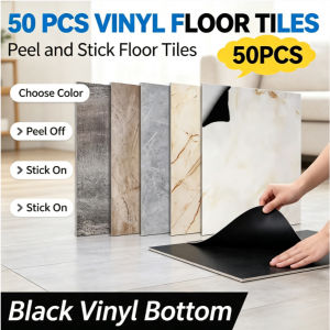 【Vinyl】50Pcs Marble vinyl tile floor Stickers 60x60cm PVC Waterproof Self Adhesive Stickers Decor