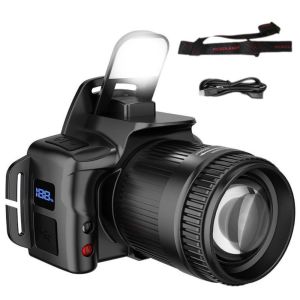 ATNV Telescopic Zoom Super Bright Headlight Black Waterproof LED Sensor Headlamp Lightweight Rechargeable Outdoor Cycling Headlights Night Running