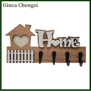 Ginca ตะขอแขวนติดผนังทำจากไม้สำหรับตกแต่งประตูที่เก็บกุญแจของตกแต่งบ้านที่ทำจากไม้ตะขอไม้สำหรับตกแต่งบ้าน