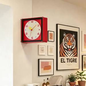 Sacesr Double Sided Wall Clocks Nordic Black Frame Acrylic Wall Clocks Small Retro Durable Silent Clock Home Decoration Furniture 5Y6Z3