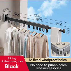 KOLIKOLI Wall-Mounted Sampayan ng Damit 360°Telescopic Rotation Adjustable Stainless Steel Drying Rack Heavy Duty Clothes Rack for Folding