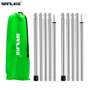 SANLIKE Tent Tarpaulin Pole Steel 2-piece Set of Split Compact Adjustable Pole Outdoor Camping Equipment