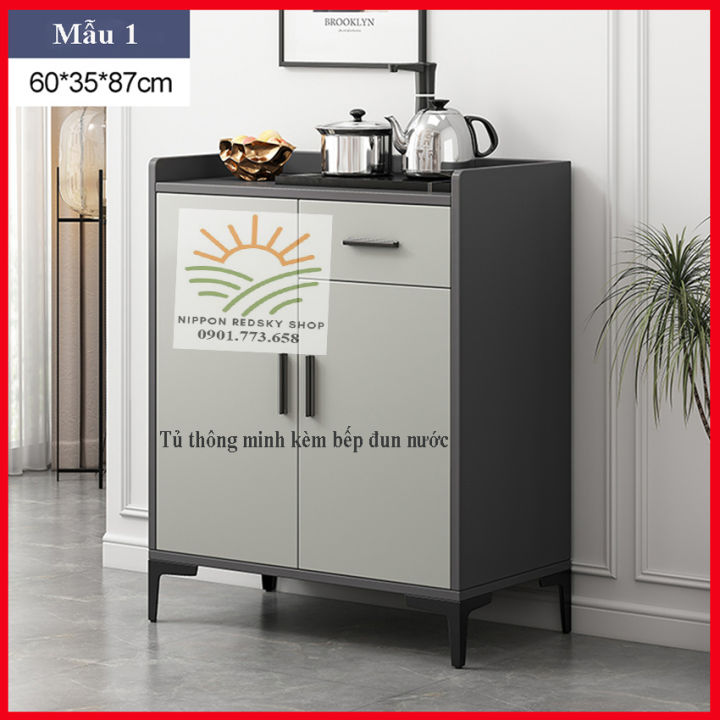 Tủ trà KÈM BẾP ĐUN NƯỚC TỰ ĐỘNG 60x35x87cm, 2 cánh + 1 ngăn kéo, tủ bếp ...