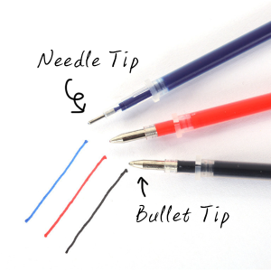 3 Colours 0.5mm Bullet Needle Gel Pen Neutral Black/Red/Blue Bullet Refill for Kids Student Stationery Office Pen