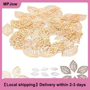 【Local shipping】 50PCS Charm Filigree Hollow Leaves Pendant DIY Jewelry Making Leaves Metal Craft