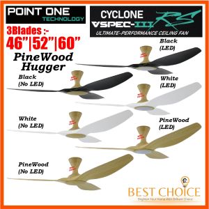Po Eco Cyclone RS 3Blades Ceiling Fan + EC Motor + Smart Wifi fan 46/52/60in  + 26W OSRAM Dimmable 3 Tones LED Light - Google Tuya Smart life Alexa