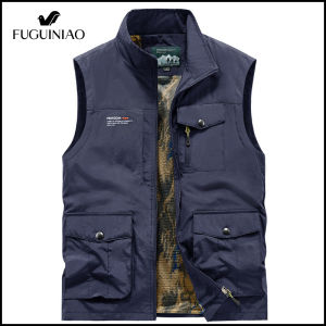 Fuguiniao Multi Pocket Vest Mens Outdoor Waterproof Tank Top Mens Army Casual Waistcoats Sleeveless Fashion Coats