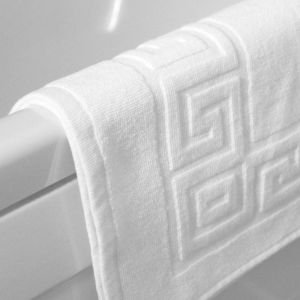 Elegant 100% Cotton Linen-Feel Bath Mat 20x30 Inches - Absorbent Hotel Quality Floor Towel