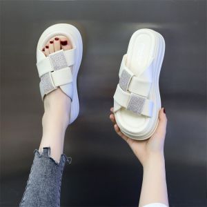 Free Shipping WomenS Summer New Style Slip-On Sandals With Thick Platform Soles And Soft Bottoms Perfect For Pairing With Dresses Creating A Slimming Effect And Ideal For The Beach