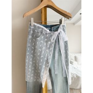 Korean Lace And Lace Versatile Lace Up Hem With Buttocks Covering  Lace Layer Skirt