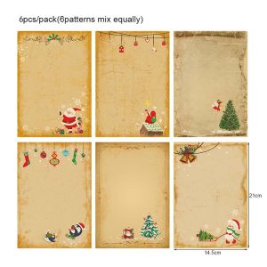 MAOMEI 6pcs/set DIY Gift Invitation Santa Claus Snowman Letter Paper Xmas Letter Pad Kraft Paper Christmas Envelopes
