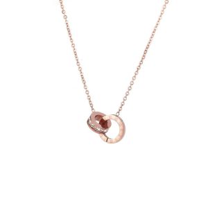 JJT Elegant Roman Numeral Double Ring Diamond Necklace for Women Fashionable and Versatile