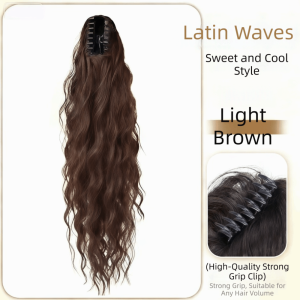 NO4 PANDA Hair Extensions Long Wavy Curly Ponytail Synthetic Black Brown Pony Tail Hairpiece Trendy Natural Claw Clip Ponytail Wig for Women