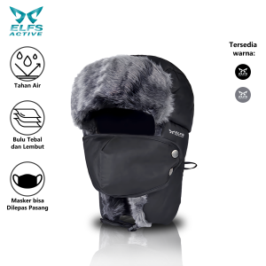 Elfs Active-Topi Ushanka Russian 3in1 Cap + Masker Water Resist Winter Bomber Hat