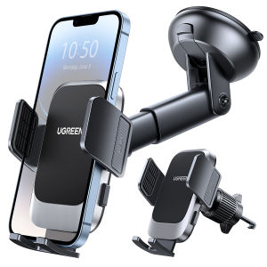 UGREEN 3-in-1 Car Phone Holder for Dashboard Windshield Air Vent Compatible with iPhone 17 16 15 14 Pro Max Samsung S25 S24 Ultra Xiaomi Model:15265