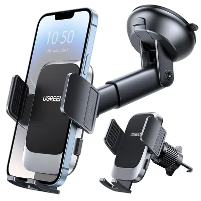 UGREEN 3-in-1 Car Phone Holder for Dashboard Windshield Air Vent Compatible with iPhone 17 16 15 14 Pro Max Samsung S26 S25 S24 Ultra Xiaomi Model:15265