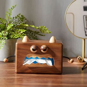 Solid Wood Funny Little Monster Tissue Desktop Napkin Storage Internet Celebrity Paper Extraction Finishing Cartoon Tissue