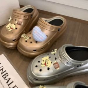 รองเท้าหัวโตรัดส้น พร้อมตัวติด รองเท้าผู้หญิง สีเงินสีทอง งานยาง eva  ใส่ใสบาย พื้นรองเท้าถอดได้ SUN8694