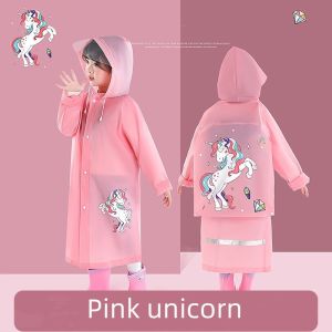 Childrens Raincoat With Hood Backpack Bag Reflective Strip Waterproof Wear-Resistant Raincoat Robot Pony Cartoon Raincoat