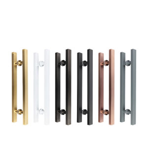 Glass door handle stainless steel thickened square tube handle hotel door stainless steel black rose gold sliding door handle