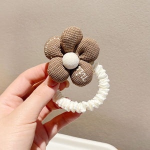 Scrunchie Anak Ikat Rambut Pita Kelinci Bunga Warna Cokelat Kunciran Fashion Aksesoris HS KCR17