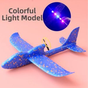 YUDESHUI Mút xốp EPP Máy bay lượn bằng xốp điện 3 màu sắc có đèn LED Máy bay ném tay  Đồ chơi ngoài trời cho trẻ em