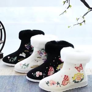 แฟชั่นฤดูหนาวรองเท้าปักรองเท้าบูทสําหรับผู้หญิง Bota เครื่องแต่งกายโบราณ Botines Para Mujeres Hanfu ผู้หญิงรองเท้า Botas Mujer