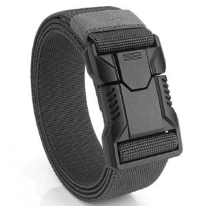 New Aluminum Alloy Quick Release Pluggable Buckle Elastic Belt for Men Durable  Waistband Cowboy Outdoor Army Belt Waist Strap