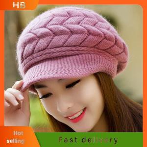 HB Women Knitted Hat Winter Warm Knitted Baggy Beret Beanie Hat Ski Hat