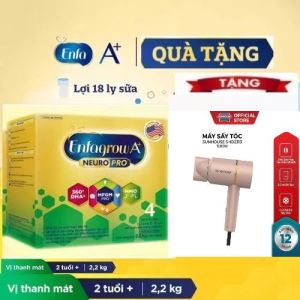 TẶNG MÁY SẤY SUNHUOSE] Sữa bột Enfagrow A+ NeuroPro 4 2.2kg với DHA giúp phát triển não bộ cho trẻ từ 2-6 tuổi