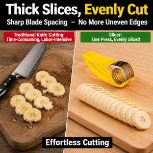 Stainless Steel Banana Slicer Ham Slicer Fruit Vegetable Cutter Manual Kitchen Slicer Multipurpose Food Cutting Tool Home Kitchen Gadget
