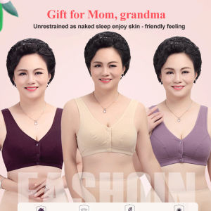 Womens gathered full cup underwear bra for middleaged and elderly women