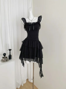 324Summer Women Dark Academia Goth DressSquare Collar Frock Evening Shoujo Party Gyaru Coquette Graduation Design