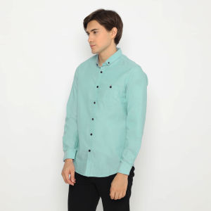 NFZ Kemeja Pria Lengan panjang Soft Green kasual 5487